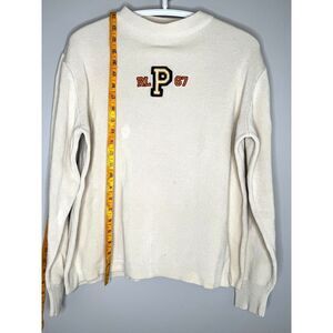 Polo Jeans Co Ralph Lauren RL P 67 Cream Cotton Knit Sweater XL FLAWED